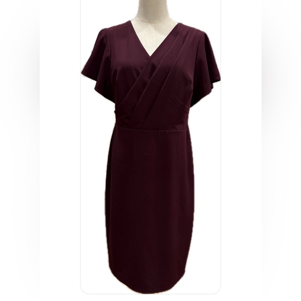 Lauren Ralph Lauren NWT Elegant Plum  V-Neck Flutter Sleeves Dress 8P